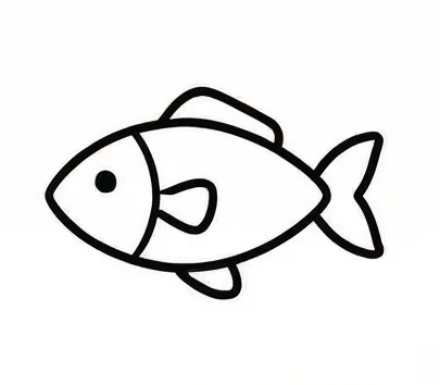 a fish with a black outline on it.webp